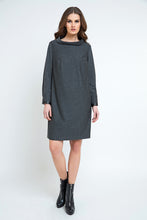 Load image into Gallery viewer, Casual H-line Stand Collar Long Sleeve Midi Dress