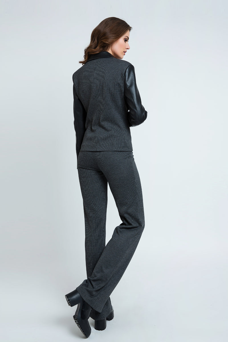 Mid Rise Straight Striped Trousers