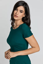 Load image into Gallery viewer, Fitted Emerald Cap Sleeve Dress Conquista Fashion