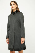 Load image into Gallery viewer, Dark Grey Coat with Pleather Detail