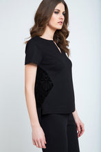 Load image into Gallery viewer, Black Short Sleeve V Neck Top