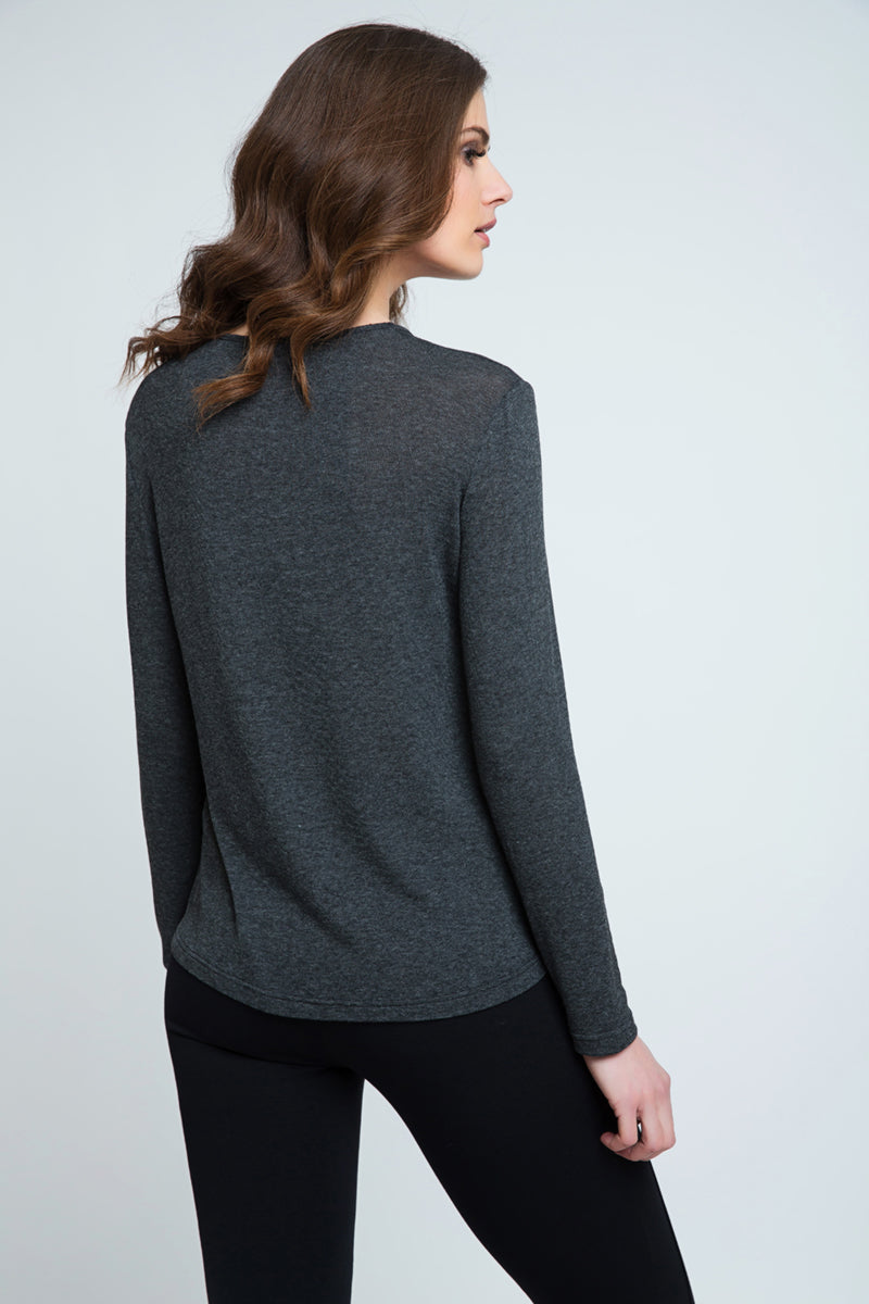 Dark Grey Fine Knit Top