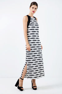 Sleeveless Print Maxi Dress with Side Slits