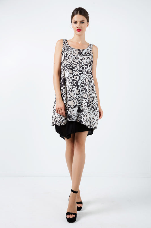 A Line Print Layer Dress