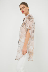 Long Print Shirt with Side Slits