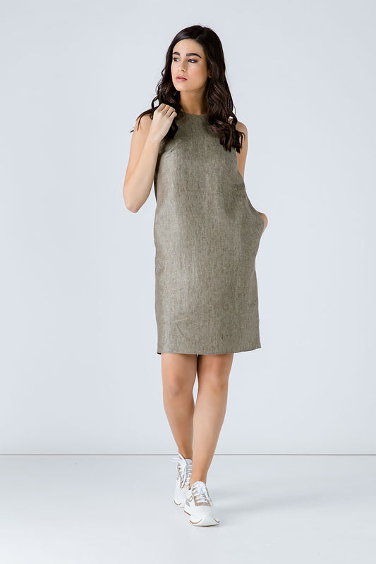 Sleeveless Sack Dress with Pockets