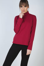 Load image into Gallery viewer, Burgundy Long Sleeve Polo Neck Jumper