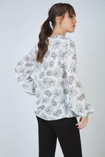 Load image into Gallery viewer, Long Sleeve Floral Top with Round Neckline and Button Fastening at the Nape by Conquista Fashion