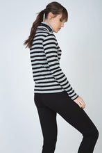 Load image into Gallery viewer, Striped Black and Grey Polo Neck Jumper