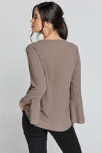 Load image into Gallery viewer, Iron Brown Flounce Sleeve Top by Conquista