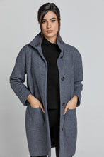 Load image into Gallery viewer, Wool Blend Grey Melange Coat by Conquista Fashion