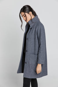 Wool Blend Grey Mélange Coat by Conquista Fashion