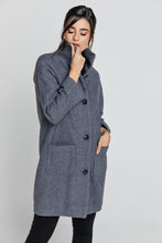 Load image into Gallery viewer, Wool Blend Grey Melange Coat by Conquista Fashion