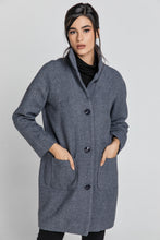 Load image into Gallery viewer, Wool Blend Grey Melange Coat by Conquista Fashion