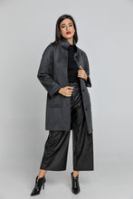 Load image into Gallery viewer, Wool Blend Dark Grey Coat by Conquista Fashion