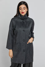 Load image into Gallery viewer, Wool Blend Dark Grey Coat by Conquista Fashion