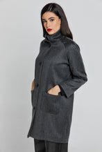 Load image into Gallery viewer, Wool Blend Dark Grey Coat by Conquista Fashion