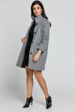 Load image into Gallery viewer, Grey Coat with Upright Collar by Conquista Fashion