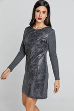 Load image into Gallery viewer, Dark Grey Dress with Faux Leather Front