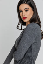 Load image into Gallery viewer, Dark Grey Dress with Faux Leather Front