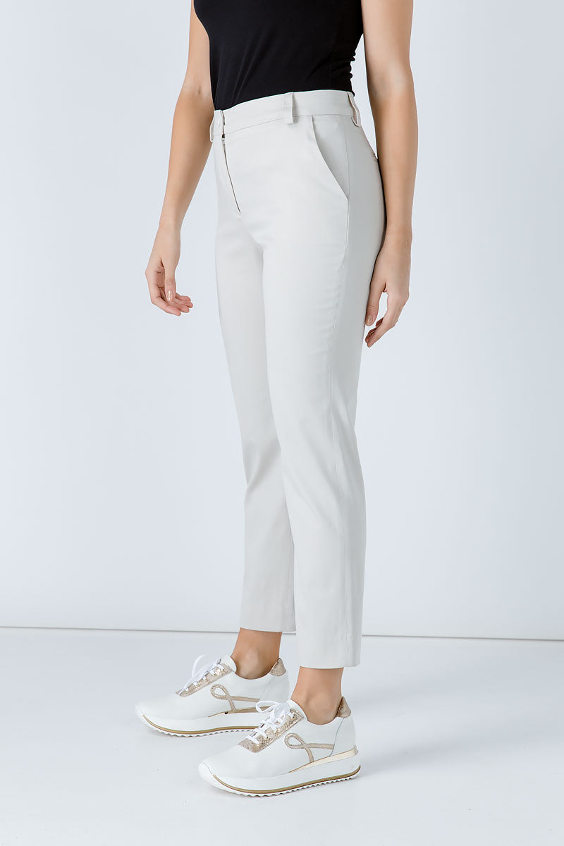 Sand Colour Fitted Stretch Pants