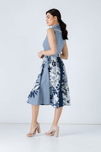 Load image into Gallery viewer, Button Detail Navy Blue Print Dress