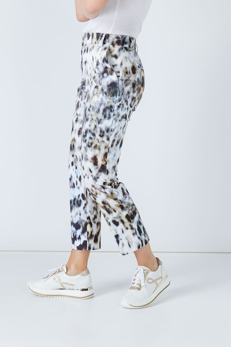 Conquista Παντελόνι 7/8 Casual Με Τσέπες Animal Print Βαμβάκι Ελαστάνη Πολύχρωμο C191-221-99