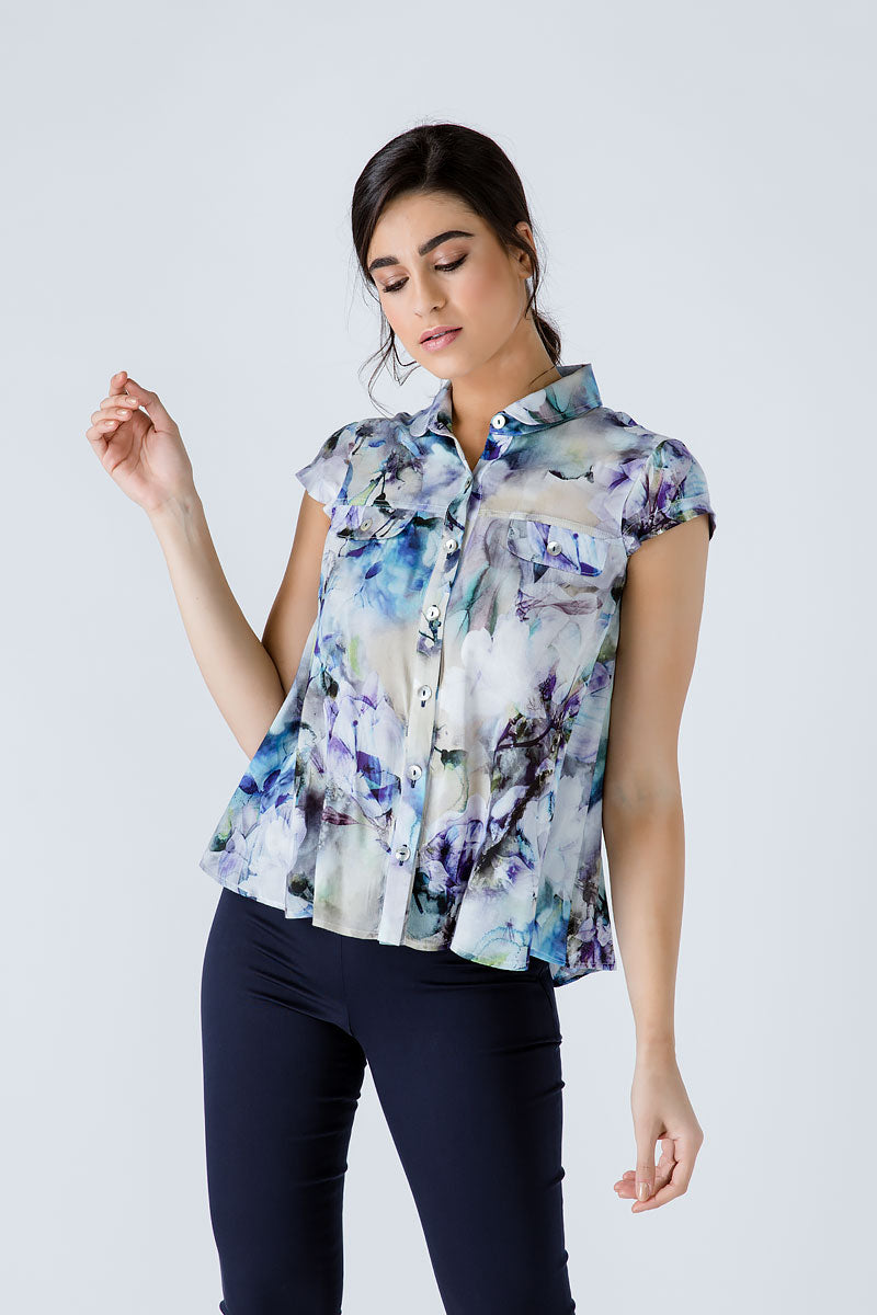 Conquista Πουκάμισο Casual Κοντομάνικο Με Κουμπιά Floral Πολύχρωμο C191-250-99
