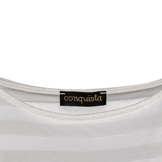 Conquista Μπλούζα Casual Στρογγυλή Λαιμόκοψη Κοντομάνικη Ριγέ Βαμβάκι Εκρού C200-032-15