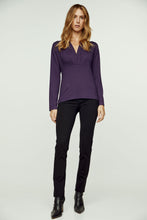 Load image into Gallery viewer, Ink Long Sleeve Faux Wrap Top in Stretch Jersey Sustainable Fabric