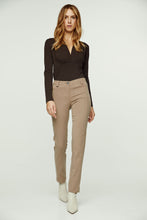 Load image into Gallery viewer, Brown Long Sleeve Faux Wrap Top in Stretch Jersey Sustainable Fabric