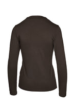 Load image into Gallery viewer, Brown Long Sleeve Faux Wrap Top in Stretch Jersey Sustainable Fabric
