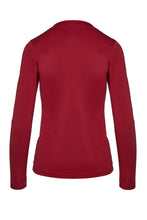 Load image into Gallery viewer, Long Sleeve Wine Faux Wrap Top in Stretch Jersey Sustainable Fabric