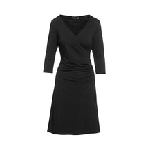 Load image into Gallery viewer, Black Faux Wrap Dress in Sustainable Fabric
