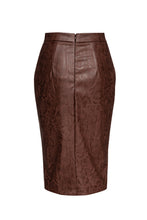 Load image into Gallery viewer, Chocolate Brown Faux Leather Pencil Skirt