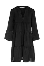 Load image into Gallery viewer, Black Tencel Gathered Seams Dress