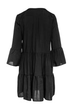 Load image into Gallery viewer, Black Tencel Gathered Seams Dress