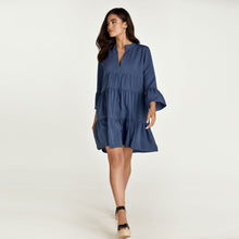 Load image into Gallery viewer, Indigo Tencel Gathered Seams Dress