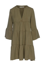 Load image into Gallery viewer, Khaki Tencel Gathered Seams Dress