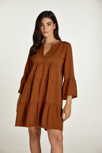Load image into Gallery viewer, Chocolate Brown Tencel Gathered Seams Dress