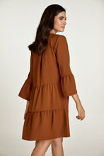 Load image into Gallery viewer, Chocolate Brown Tencel Gathered Seams Dress