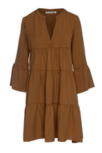 Load image into Gallery viewer, Chocolate Brown Tencel Gathered Seams Dress