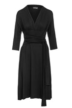 Load image into Gallery viewer, Black Empire Line Dress with Belt