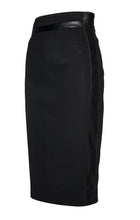 Load image into Gallery viewer, Black Pencil Skirt with Leather Detail