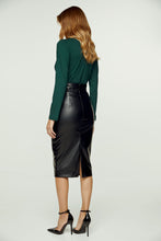 Load image into Gallery viewer, Green Long Sleeve Faux Wrap Top in Stretch Jersey Sustainable Fabric