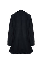 Load image into Gallery viewer, Black Mouflon Coat with Faux Leather Detail
