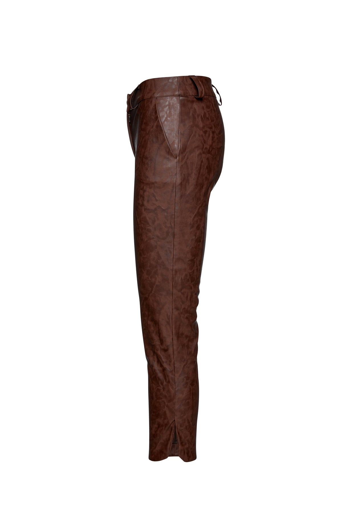 Chocolate Brown Faux Moire Leather Pants