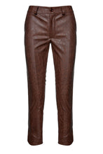 Load image into Gallery viewer, Chocolate Brown Faux Moire Leather Pants