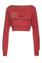 Load image into Gallery viewer, Dark Red Crop Print Top with Applique Detail