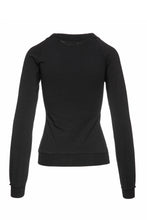 Load image into Gallery viewer, Black Long Sleeve Top with a Silver & Black Print